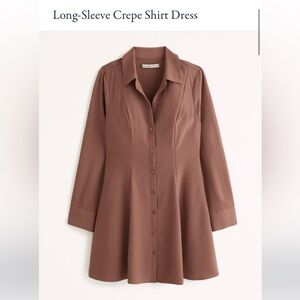 NWT❗️A&F Brown Long Sleeved Crepe Shirt Dress